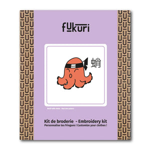 Packaging du kit complet de broderie au motif de poulpe ou Tako selon l'inspiration japonaise