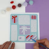 réalisation en cours du kit de peinture au numéro Fukuri motif cadeaux de Noël