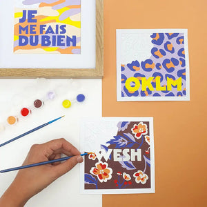Réalisation du kit de peinture au numéro Message de Fukuri et ses 3 cartes à peindre.