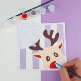 Réalisation d'une carte de peinture au numéro avec un renne de Noël