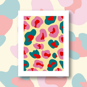 Illustration du kit canevas léopard multicolore motif animalier aux couleurs pop