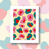 Illustration du kit canevas léopard multicolore motif animalier aux couleurs pop