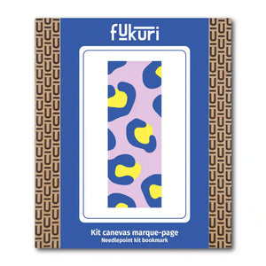 Packaging du kit canevas marque-page léopard motif animalier aux couleurs pop