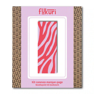 Packaging du kit canevas marque-page Zèbre motif animalier aux coloris pop