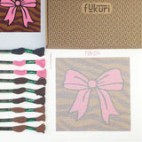 Canevas moderne motif animalier zèbre et nœud rose éclatant, toile, aiguille, notice, fils DMC